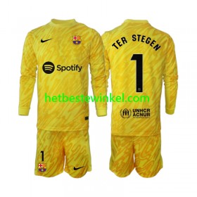 FC Barcelona Ter Stegen 1 Voetbalshirts Doelman Kind Uit 2024-25 - LS